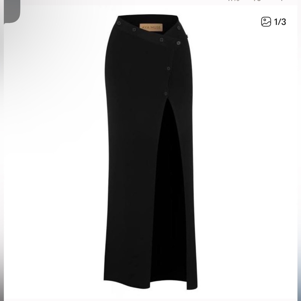 Aya Muse Charcoal Button-Front A-Line Skirt